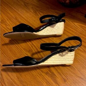 East 5th Open Toe Patent Leather Wedges Size 10